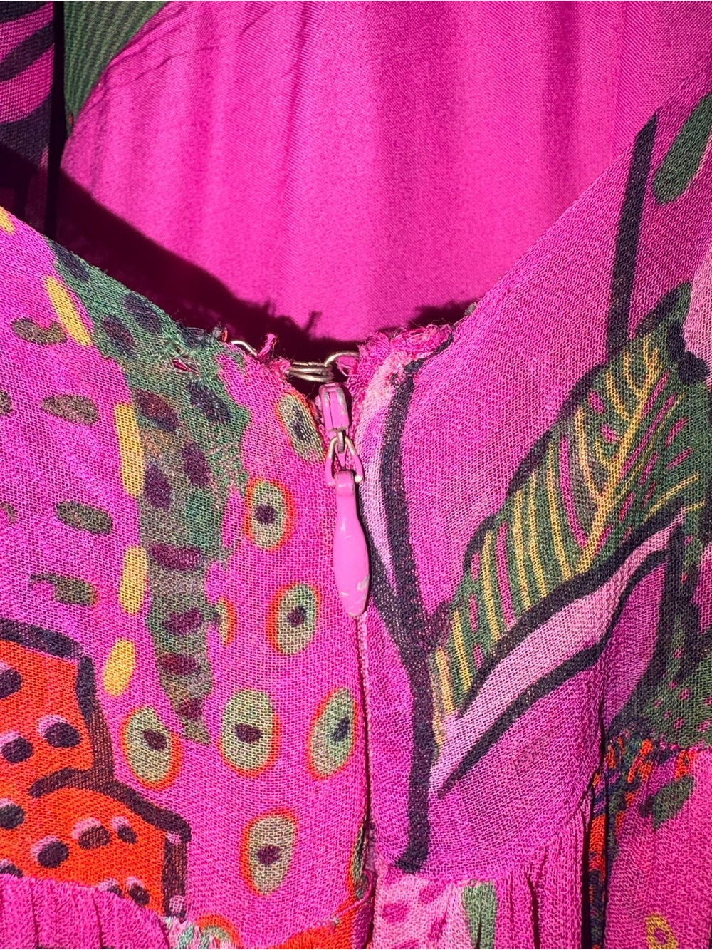 FARM Rio Fuchsia and Green Floral V-Neck Maxi Dress - Picture 4 of 5